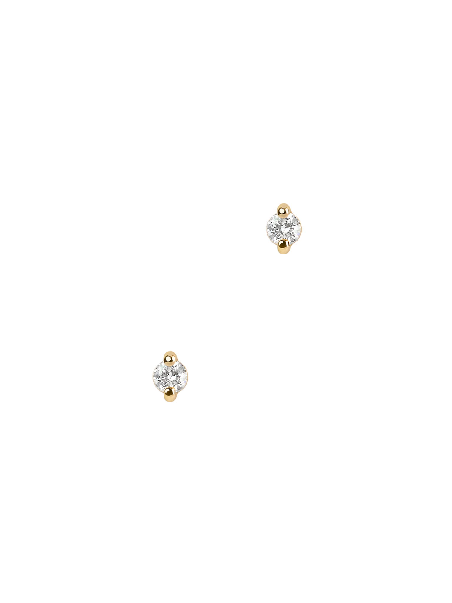 Diamond pinch flat back stud earring, 2mm